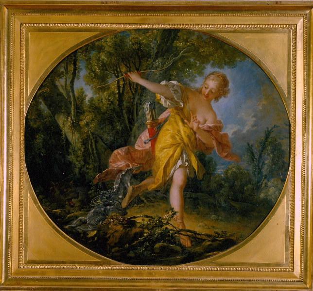 Sylvie fuyant le loup qu'elle a blessé — Francois Boucher