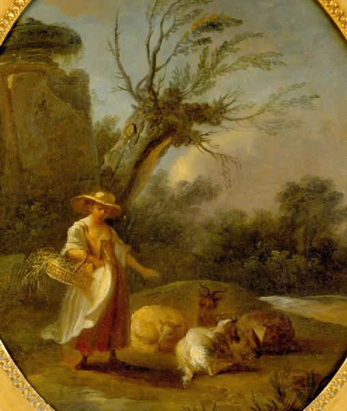 Paysage avec une bergère près d'une ruine_0