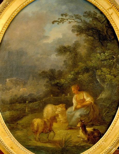 Paysage avec une bergère assise près d'un ruisseau_0