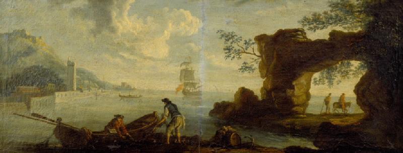 Bord de mer avec falaise percée, Adrien Manglard, 18e siècle
