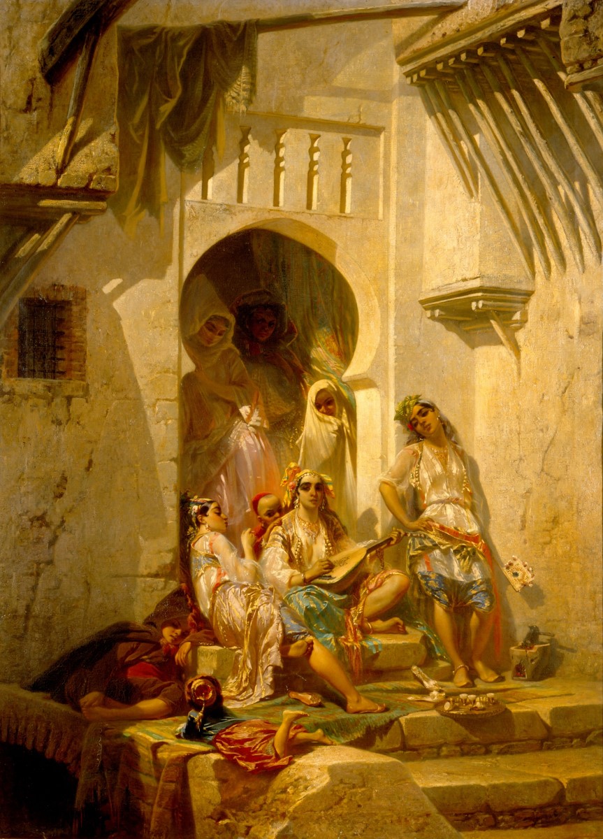 Femmes d'Alger, intérieur de cour, Pierre François Eugène Giraud, 1859