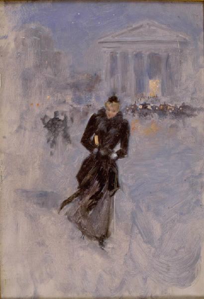 Parisienne : rue Royale, femme au boa, Jean Béraud, 4e quart 19e siècle