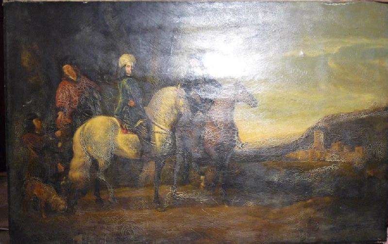 Paysage avec trois cavaliers, John-Lewis Brown, 2e quart 19e siècle