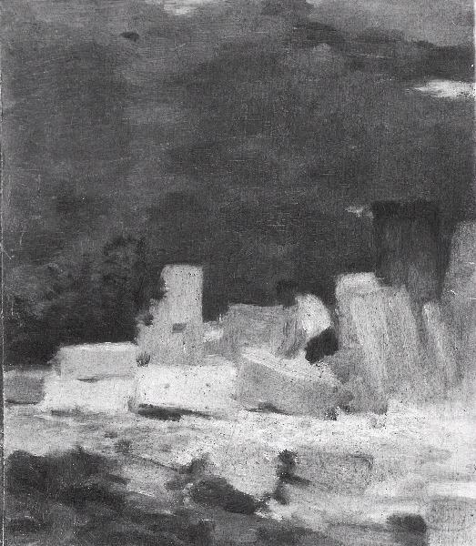 Personnage dans une carrière, Jean-Charles Cazin, 2e moitié 19e siècle