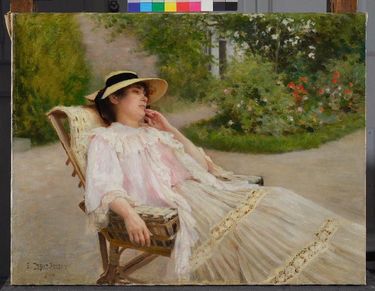 Madame Debat-Ponsan sur la terrasse à Nazelles, Édouard Debat-Ponsan, 1906