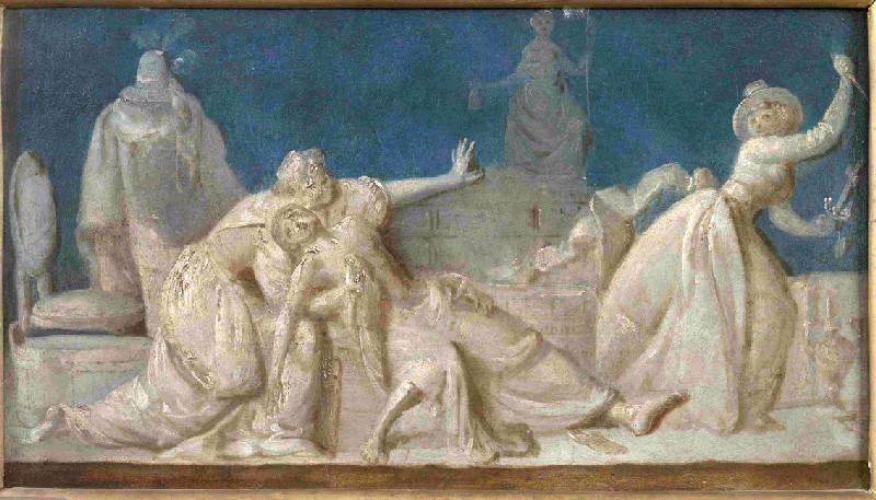 Allégorie à la mort de Marat ; Esquisse de Buveur à la pipe (au verso), Louis Durameau, 1793 vers,1794 vers