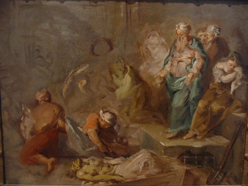 Tobit faisant ensevelir les morts de sa tribu, Jean-Baptiste Deshays, 1750-1765