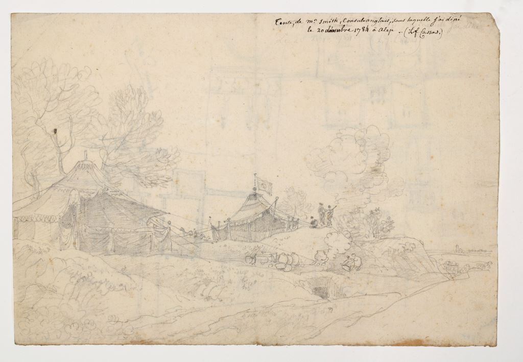 Tente du consul Smith à Alep ; Plan et élévation de la Porte d'Antioche, Louis-François Cassas, 1784