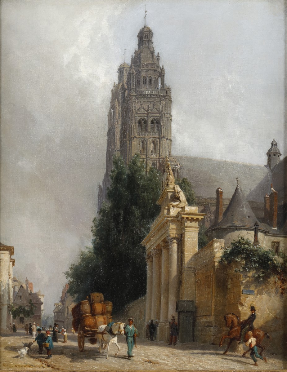 Tours. La cathédrale et le palais épiscopal, Karl Girardet, 1ère moitié 19e siècle