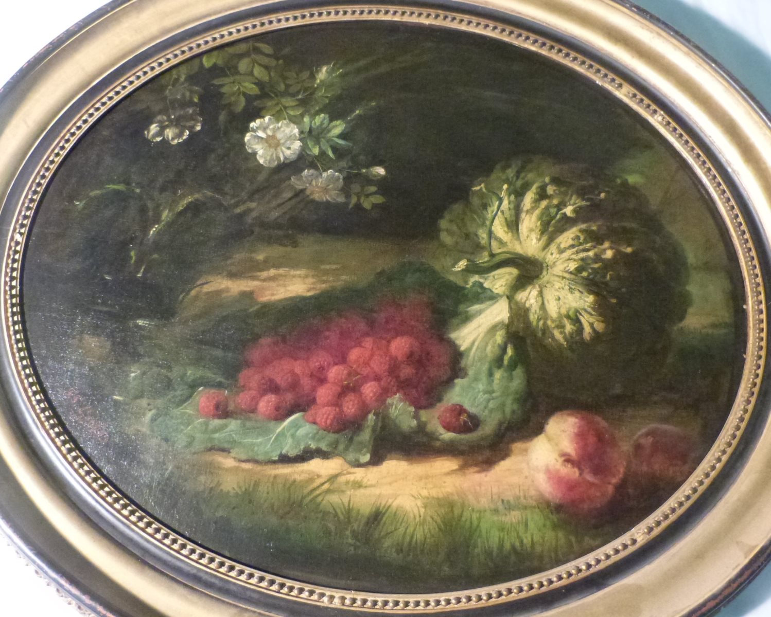 Nature morte de fleurs et de fruits, François-Frédéric Grobon, 2e moitié 19e siècle