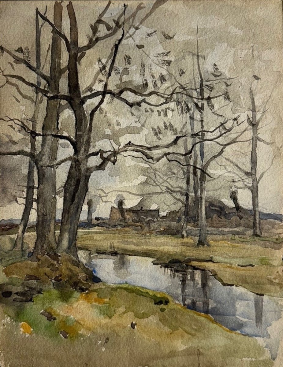 Un village en automne, Maurice Le Liepvre, 4e quart 19e siècle