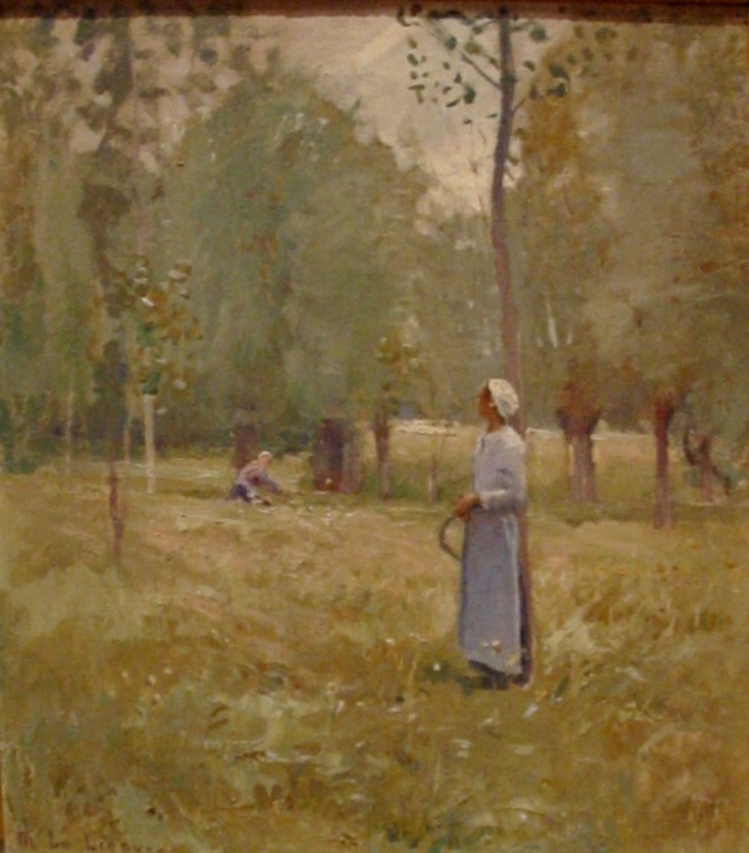 Paysage avec deux faneuses, Maurice Le Liepvre, 19e siècle