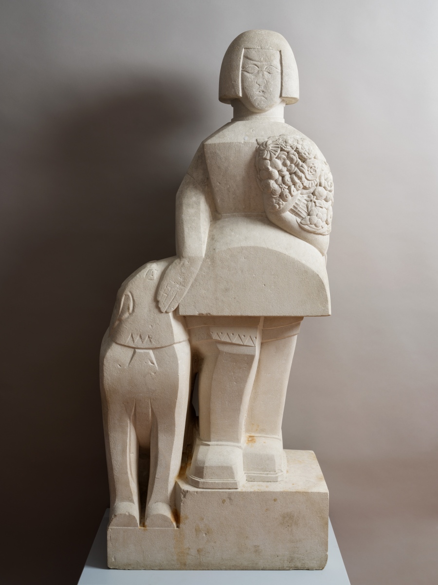 Petite fille au chien, John Storrs, 20e siècle