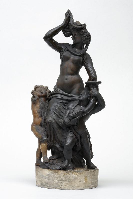 Porteuse d'amphore entourée de deux putti (esquisse pour un grand candélabre en bronze commandé par le duc de Montpensier ), Henry de Triqueti, 1847