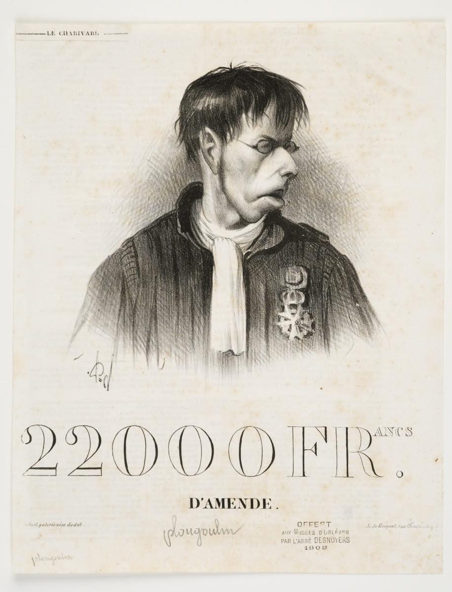 Le charivari. 22 000 francs d'amende [Plougoulm], frères Becquet, 1833