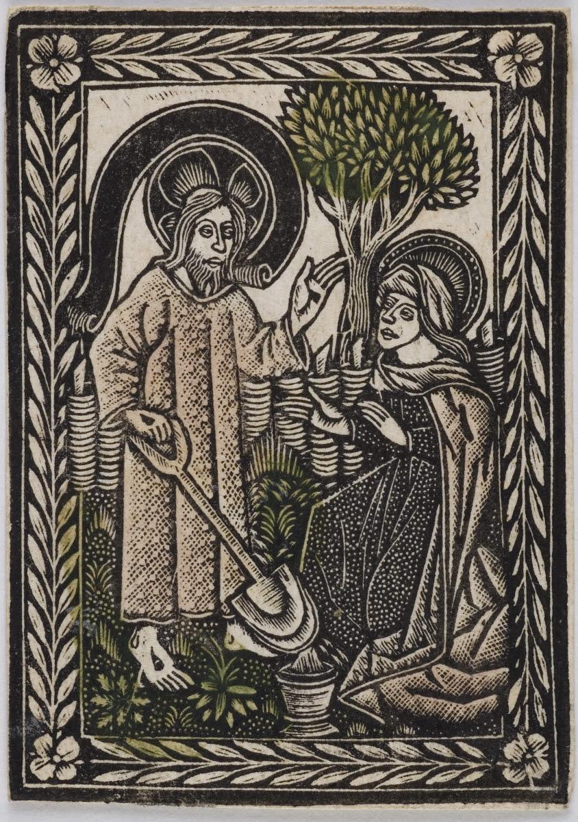 Le Christ jardinier, Maitre De Bordures Avec Les Quatre Pere De L'eglise, 1450-1499
