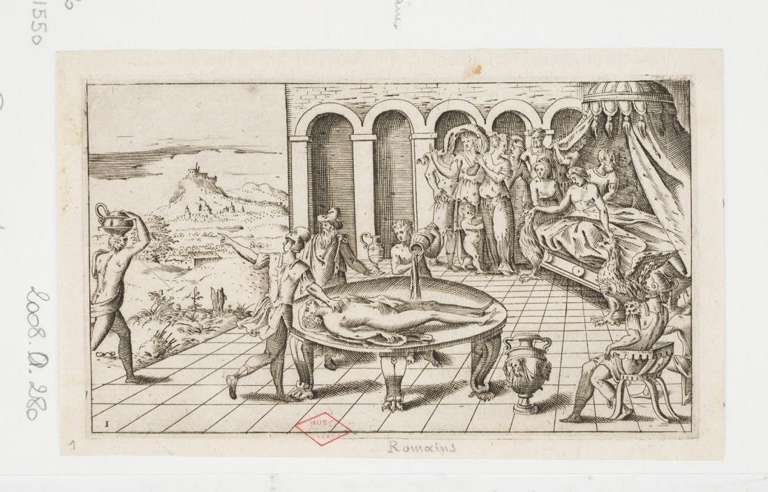 Funérailles des Romains, toilette mortuaire, Girolamo Porro, 1550-1574