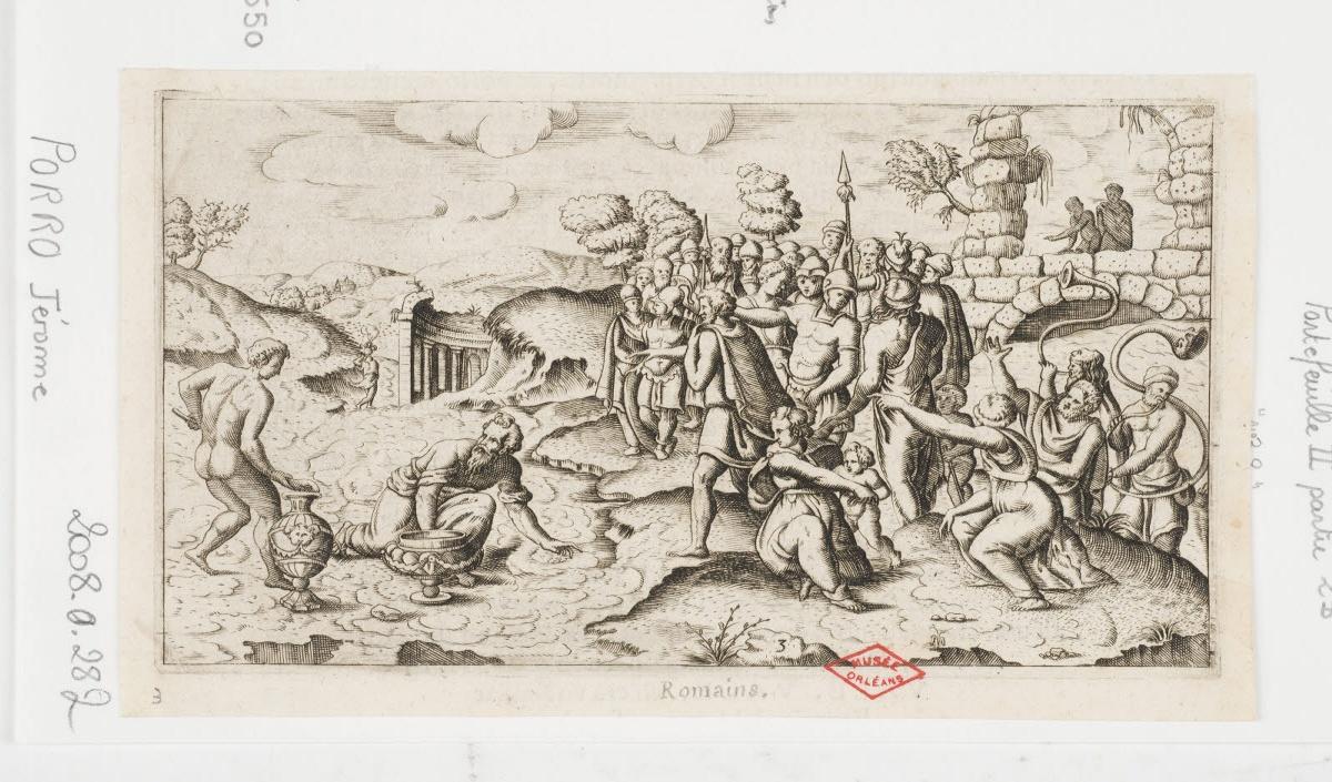 Funérailles des Romains, récolte des cendres, Girolamo Porro, 1550-1574