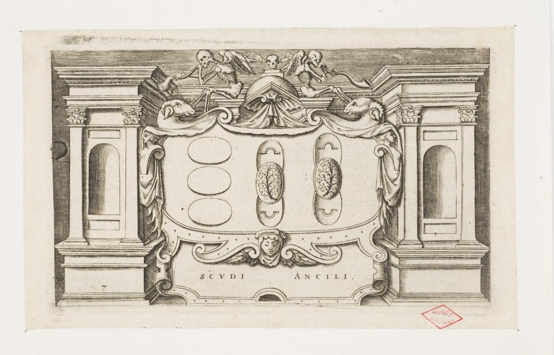 Funérailles des Romains, exposition des boucliers, Girolamo Porro, 1550-1574