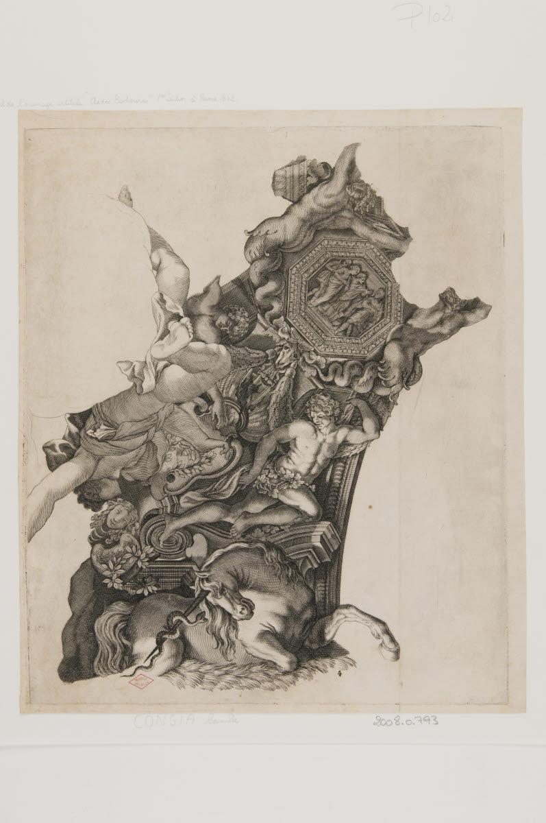 Un élément de plafond du palais Barberini du Quirinale, Camillo Cungi, 1600 et,1699 et