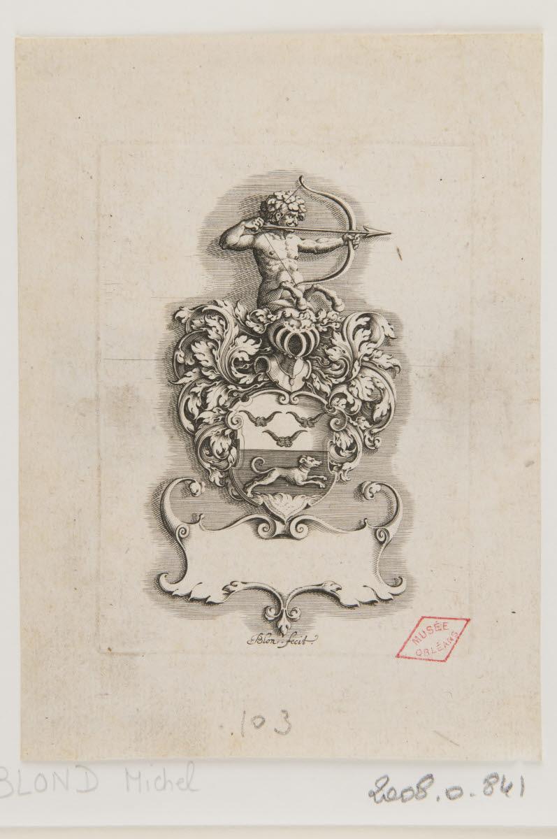 Blason héraldique aux cornes et au chien courant_0