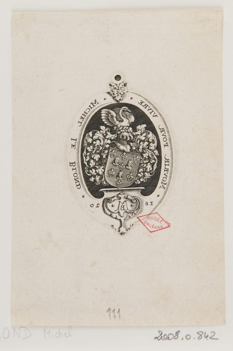Blason héraldique aux lys et aux têtes de femme, Michel Le Blon, 1600-1624