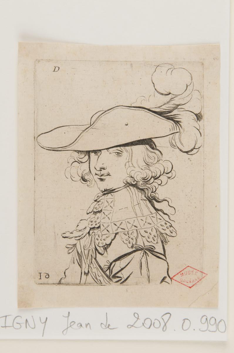 Buste d'homme de trois quart au chapeau à plume, Jean de Saint-Igny, 1600-1699
