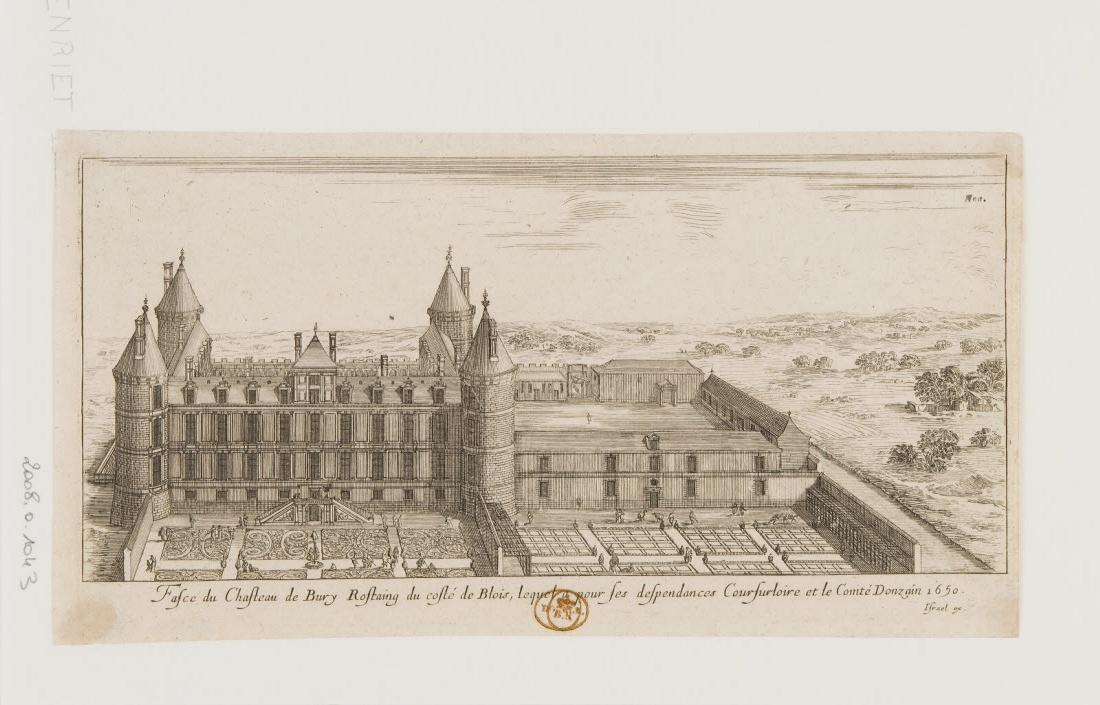 Face du château de Bury Rostaing, Israël Henriet, 1650-1674