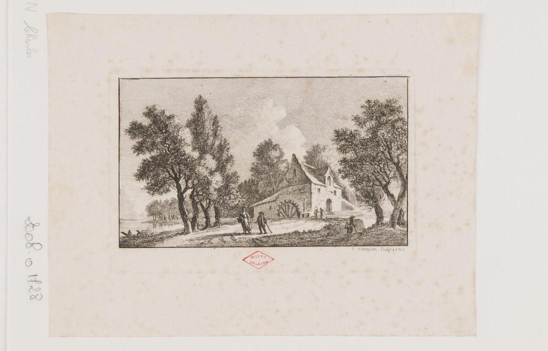 Vue d'un moulin au bord d'une rivière, Charles Michel Campion, 1750-1774