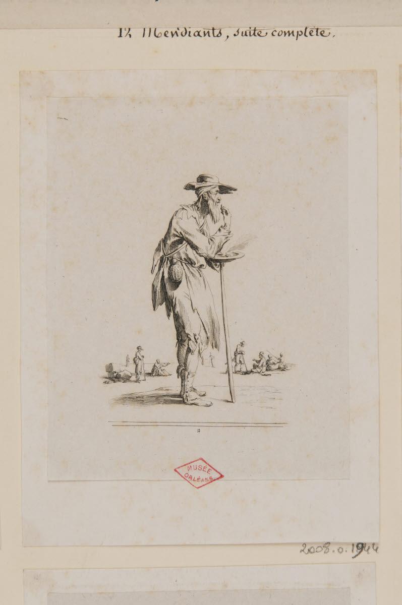 Un mendiant de profil mangeant de bout, Jean Duplessi-Bertaux, 1700-1799