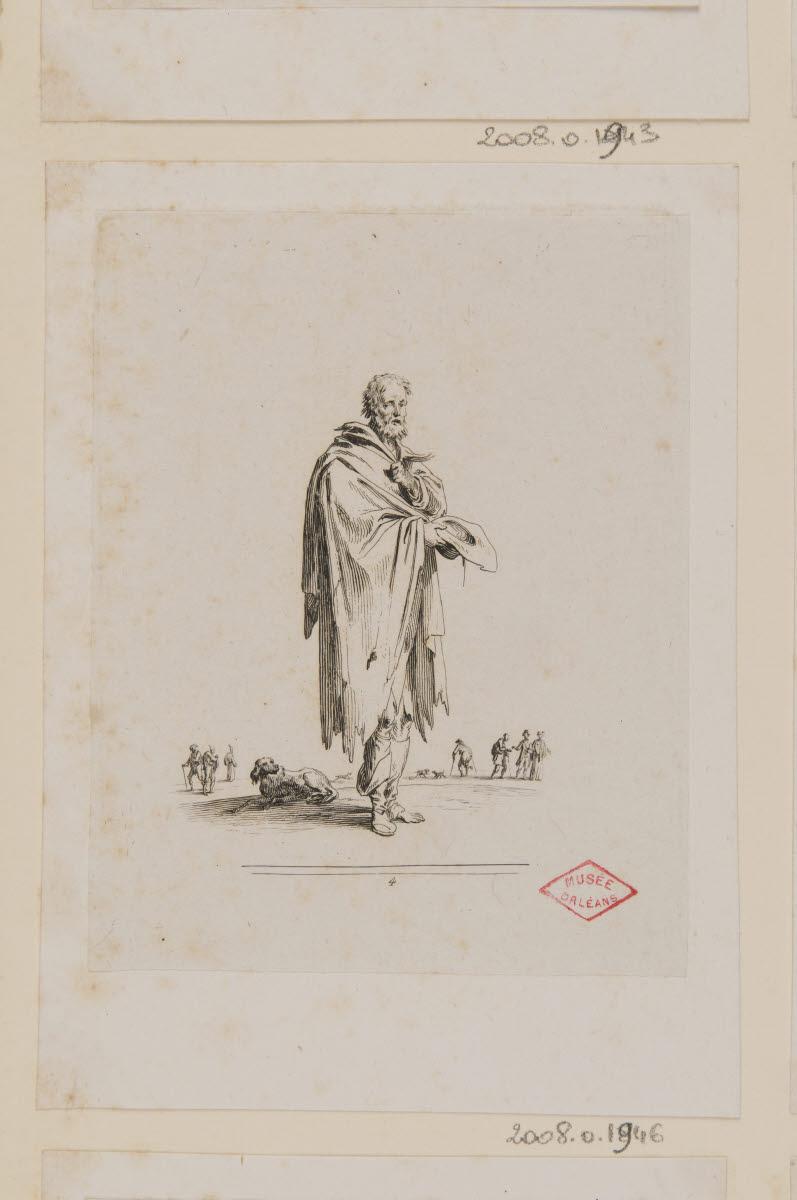 Un mendiant en manteau, Jean Duplessi-Bertaux, 1700-1799