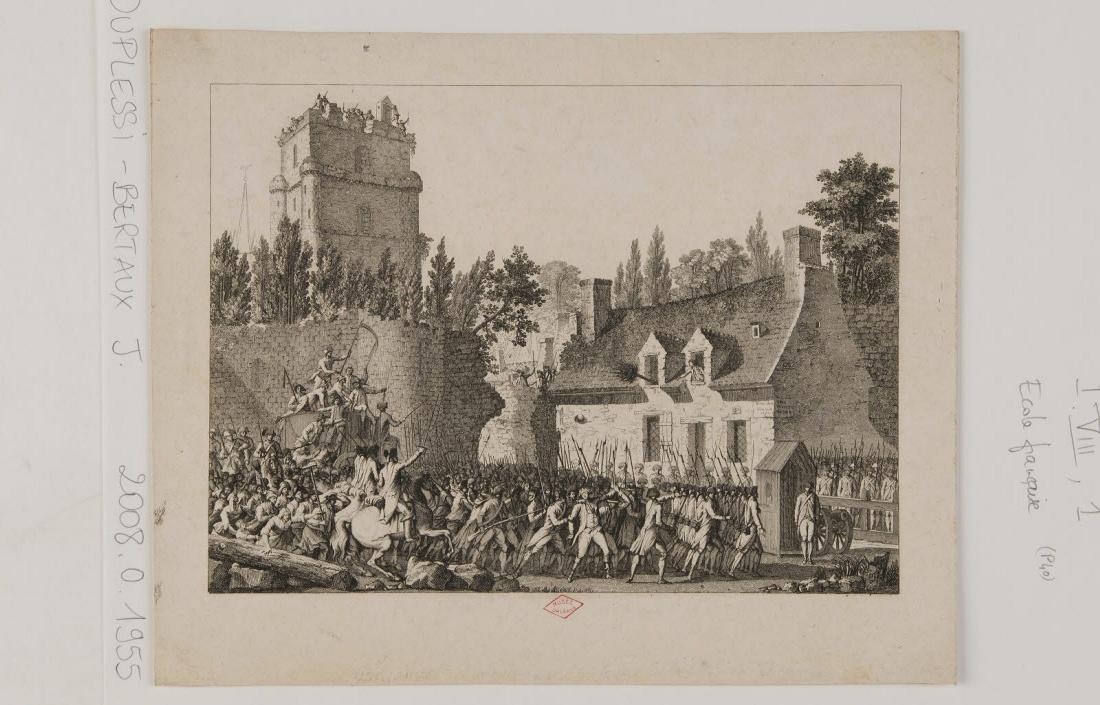 Besenval conduit dans un vieux château fort, à Brie-Comte-Robert, Jean Duplessi-Bertaux, 1700-1799