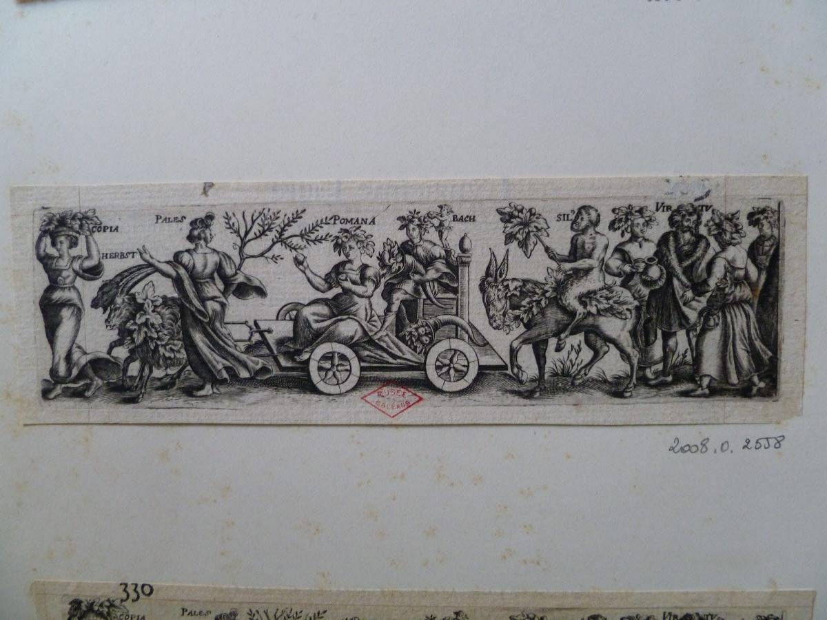 Triomphe avec Pomone, déesse romaine des jardins et Vertumne, dieu des saisons, Isaac Briot, 1627
