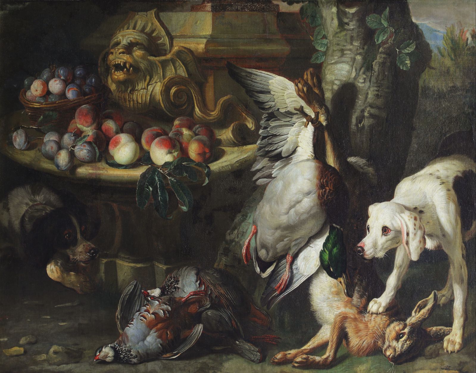 Chien, gibier et fruits_0