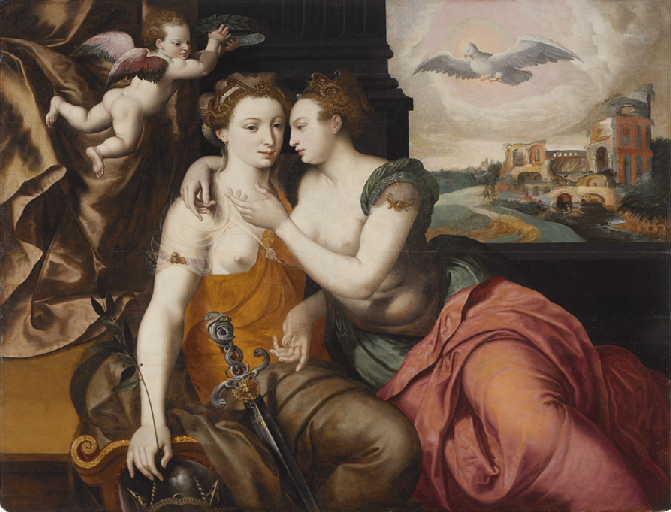 Allégorie de la paix ; Bellone désarmé par Vénus (autre titre) ; Diane de Poitiers couronnée par l'Amour (autre titre), Martin de Vos, 1559