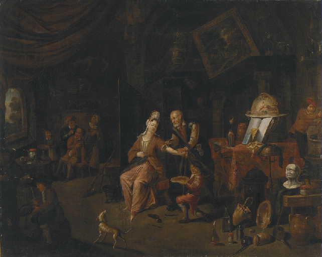 Chirurgien examinant une patiente (Titre attribué par Philippe Pagnotta en 2008) ; L'officine du chirurgien (Titre attribué par Philippe Pagnotta en 2008), Balthasar Van Den Bossche, 4e quart 17e siècle, 1er quart 18e siècle