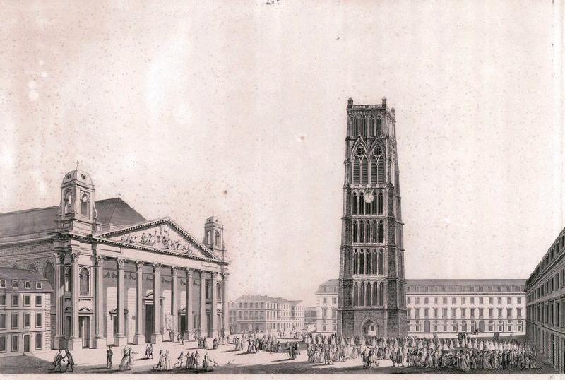 Elévation perspective du portail de l'église Saint-Eloy à Dunkerque, Joseph I Varin, 1782