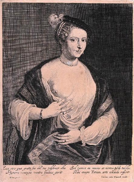 Portrait de dame découvrant son sein, Frans van den Wyngaerde, 17e siècle