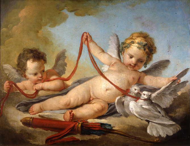 Amours jouant avec des colombes, Луи-Жозеф Ле-Лоррен, 1756