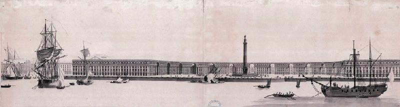 Vue perspective de la Place des Victoires qui doit être exécutée à Bordeaux sur l'emplacement du Château Trompette, Charles Nicolas Varin, 1887