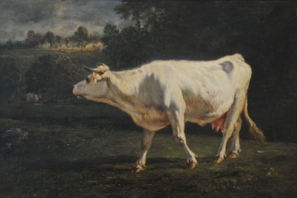 Vache fuyant l'orage, Émile Van Marcke De Lummen, 19e siècle