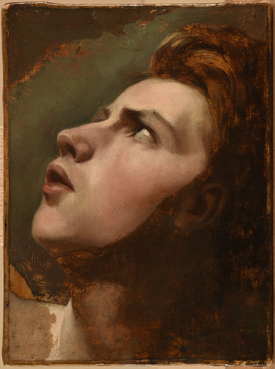 Étude de la tête du jeune garçon conduisant Homère aveugle dans le tableau d'Ingres "Homère et son guide", Hippolyte Flandrin, 1859 vers