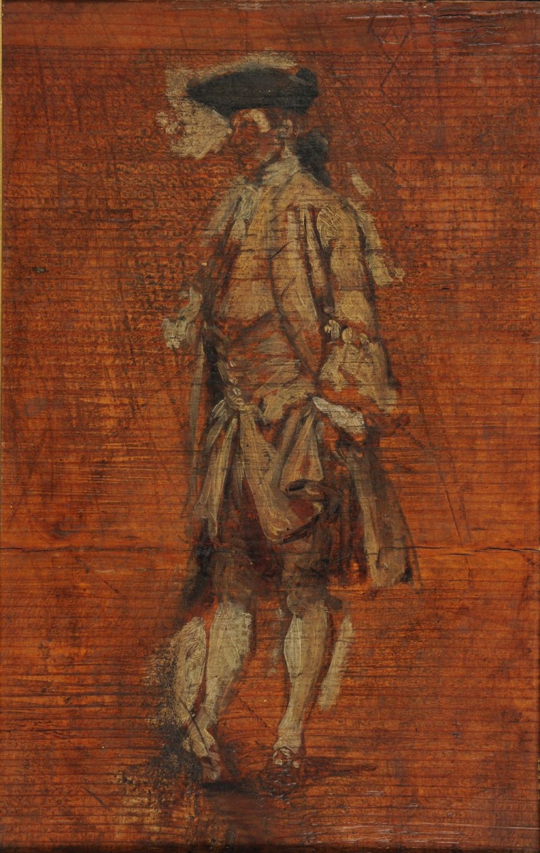Personnage debout en costume Louis XV (croquis pour les Joueurs de Boules), Ernest Meissonier, 19e siècle