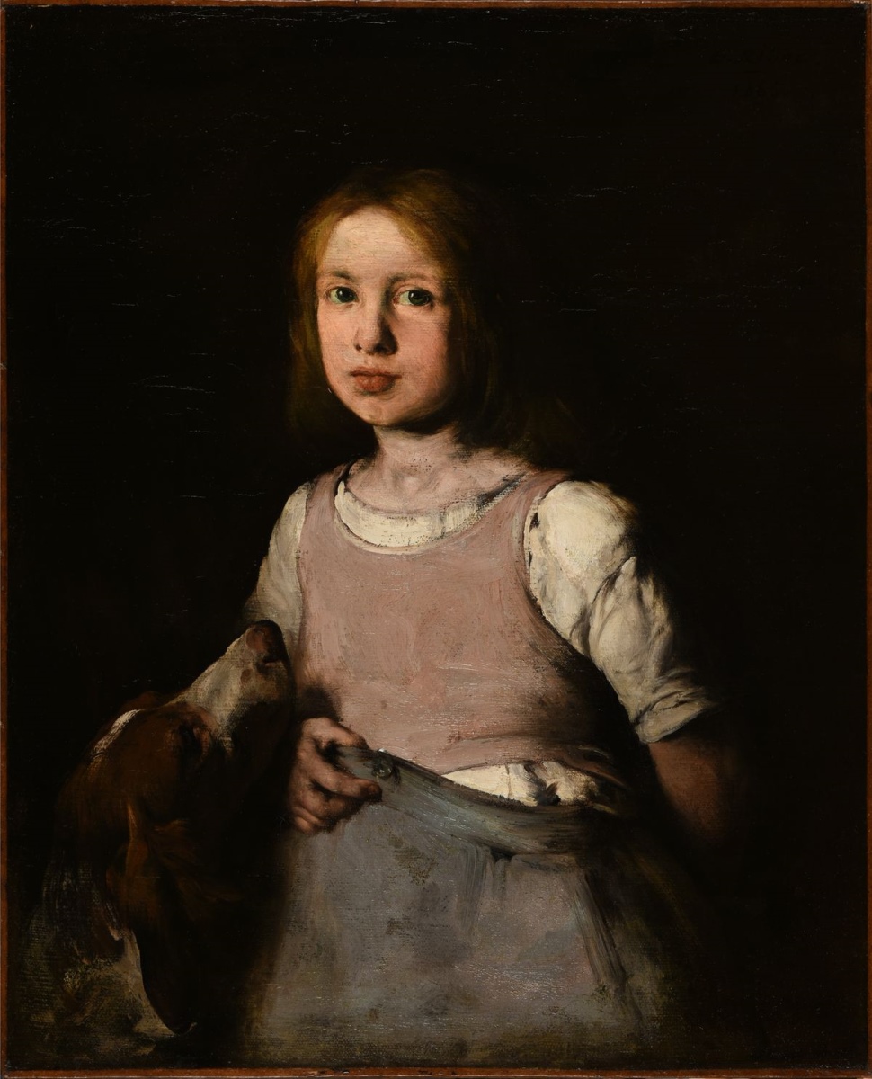 La Jeune fille au chien (titre attribué), Théodule Ribot, 1865