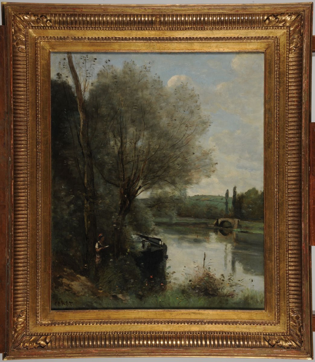 La liseuse sur la rive boisée (titre publié (Sartor, 1909)) ; Rivière et saules (ancien titre attribué)_1