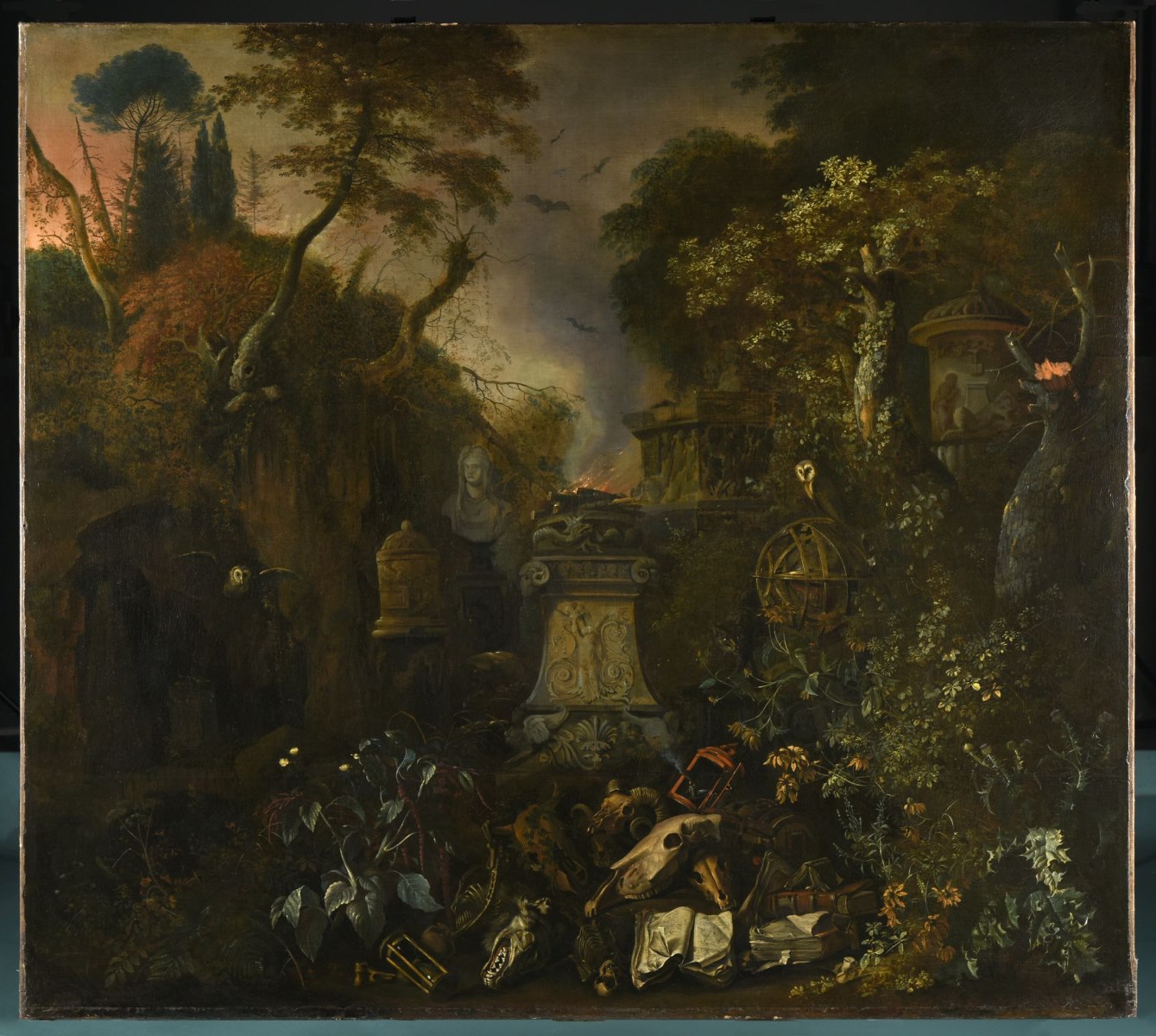 Paysage de cimetière la nuit ; Nature morte_0