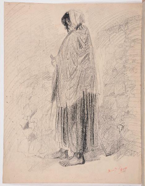 La vieille femme dans des ruines (titre attribué) ; La vieille des ruines (titre d'après le catalogue Lemétais), Henri de Groux, 1er quart 20e siècle