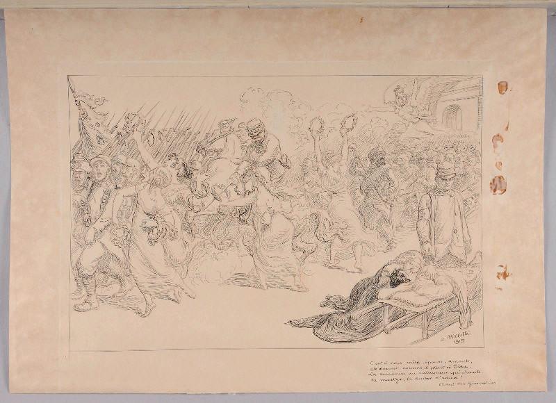 Chant des girondins (titre inscrit), Adolphe Léon Willette, 1915