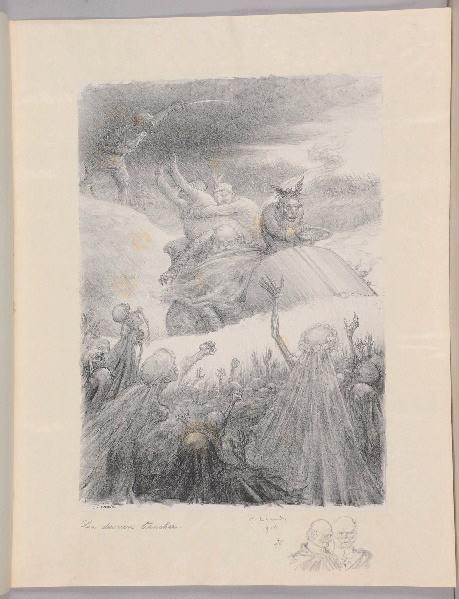 Jours de Guerre et de Paix (planche n°02/24) : La Dernière Tranchée ; Portrait de personnalités (Remarque dans la marge, titre attribué), Charles Leandre, 1916