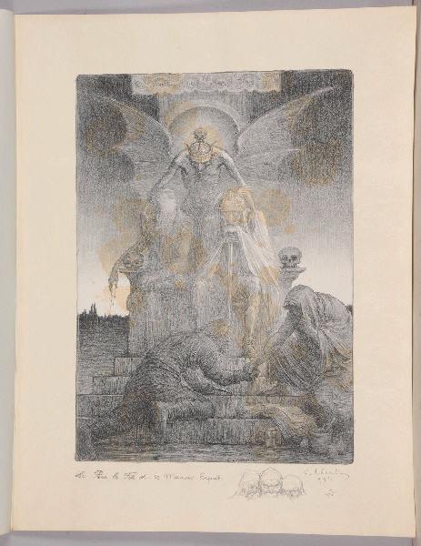 Jours de Guerre et de Paix (planche n°03/24) : Le Père, le Fils et le Mauvais Esprit ; Figures menaçantes (Remarque dans la marge, titre attribué), Charles Leandre, 1916